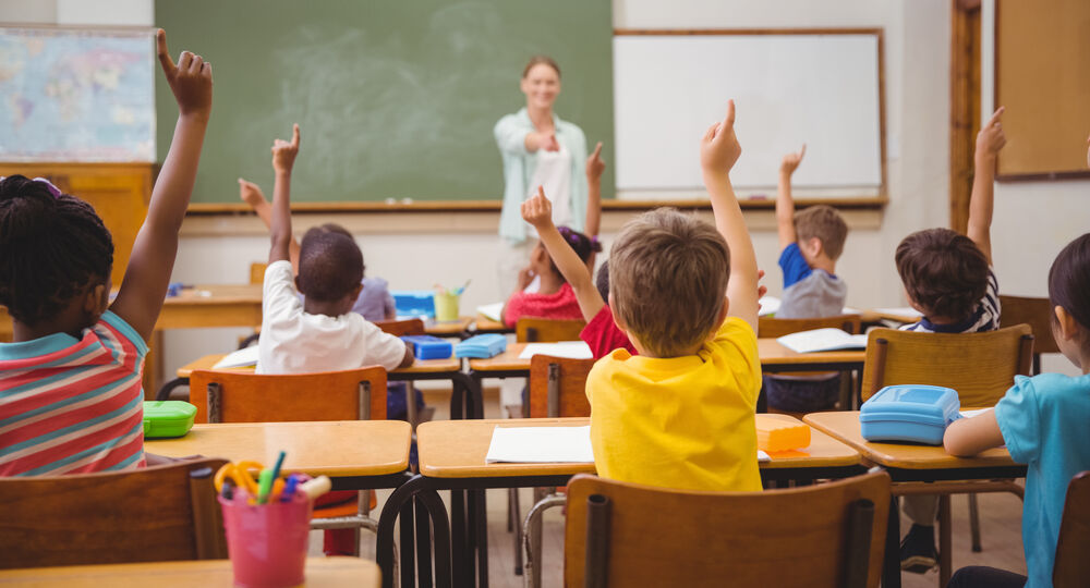 Pupils,Raising,Their,Hands,During,Class,At,The,Elementary,School